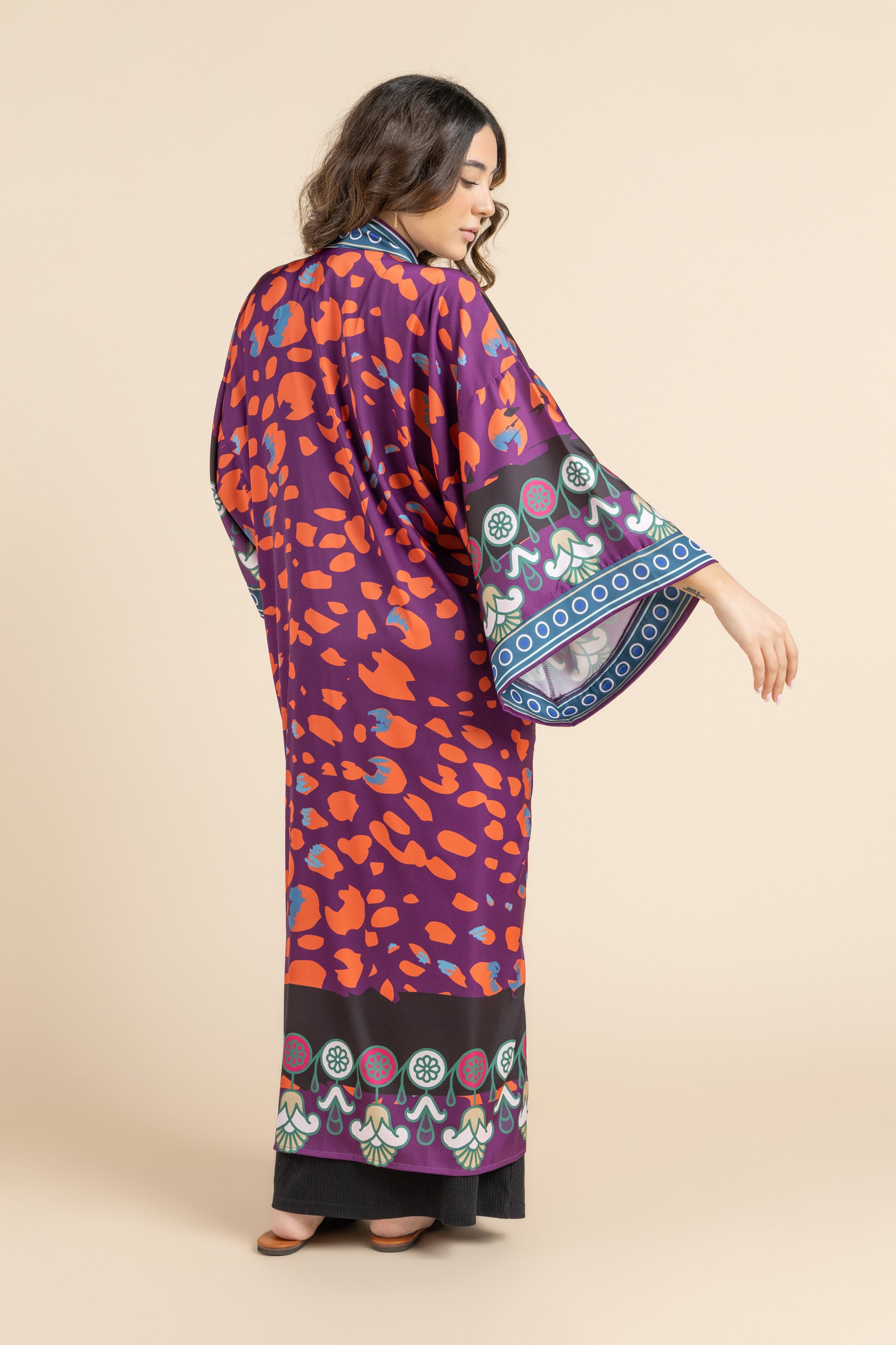 Image of Satin Black Serenity Kimono